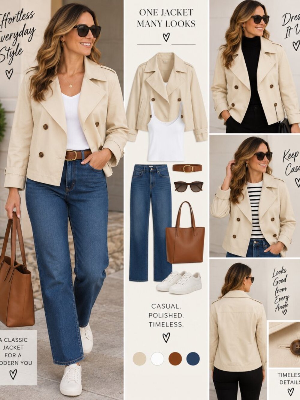 🧥 NWT ON 34th Chic Women’s Cream Pea Coat – Size M